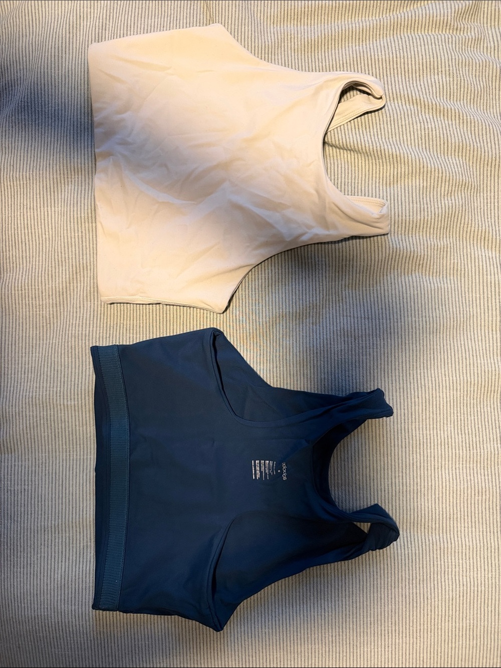 Women’s Crop Sports Tops - Navy and Cream